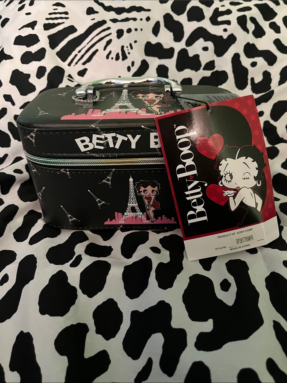 Betty Boop Black and Pink Eiffel Tower Cosmetic Case